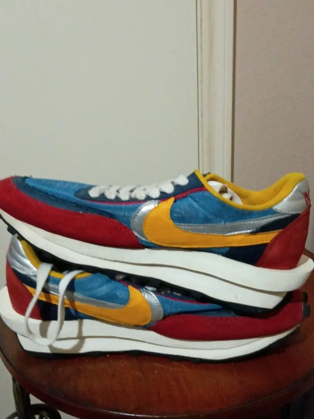 Nike Sacai LDWaffle Shoes Varsity Blue Red Men's 8.5 Running Sneakers BV0073-400